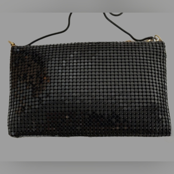 Metal Mesh Gold and Black Color Block Evening Bag Clutch Shoulder Bag - Picture 3 of 9